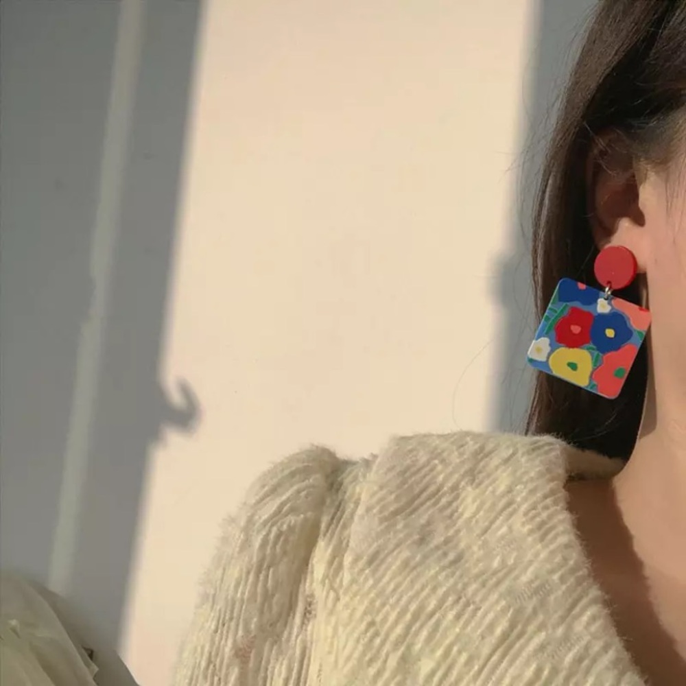Painted floral earrings